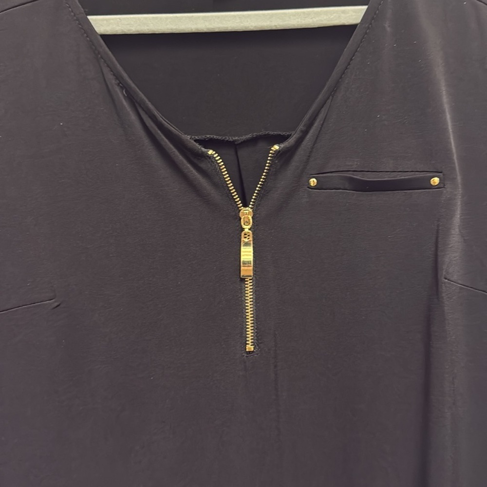Black Zippered Women's Top - Picture 3 of 5